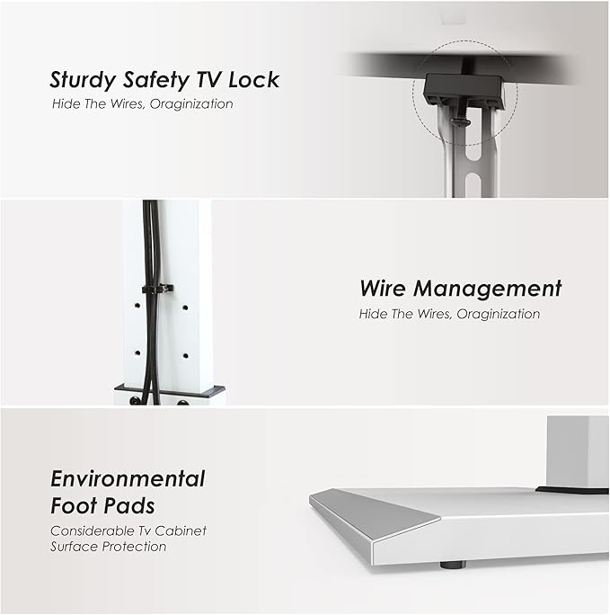 FITUEYES Iron Base Floor TV Stand with 60 Degree Swivel Universal Stand for 32-65 inch TVs up to 88lbs with Height Adjustable Mount and Wire Management