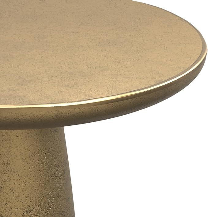 SIMPLIHOME Dominique Metal Table in Antique Brass, 18-inch Round, 19.75-inch Tall, Cast Aluminum Side Table for Living Room, Bedroom, Fully Assembled