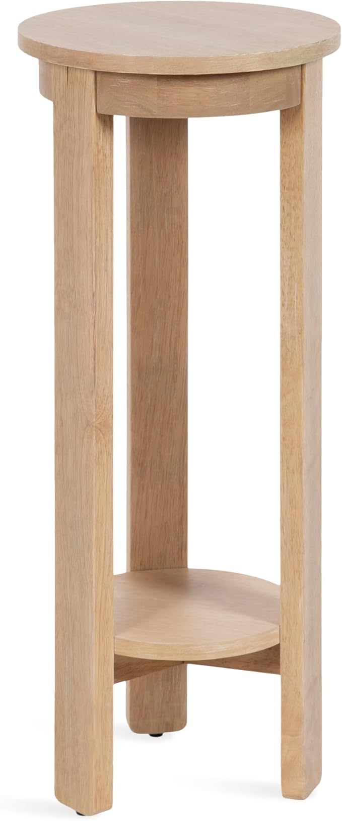 Kate and Laurel Foxford Modern Tiered Round Drink Table, 12 x 12 x 30, Light Natural, Transitional Two-Tier Circle Plant Stand for Use as Living Room Pedestal Table or Small Bedroom Nightstand