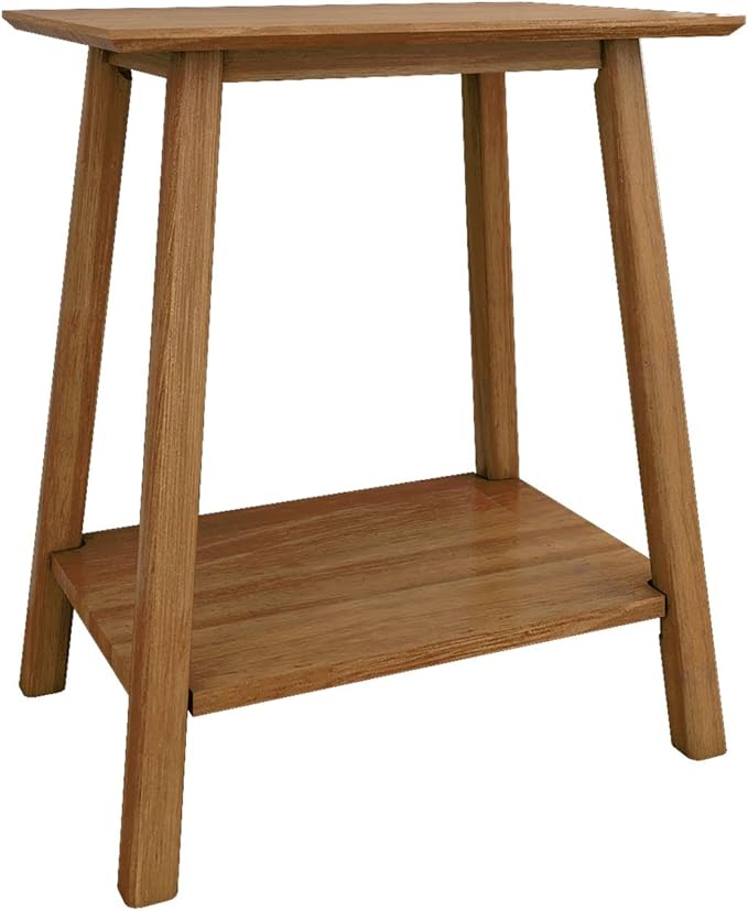 Plank+Beam Wooden Side Table with Storage, Mid Century Modern End Tables for Living Room, Small Solid Wood Nightstand, Bedside Tables, Bedroom Furniture, Pecan