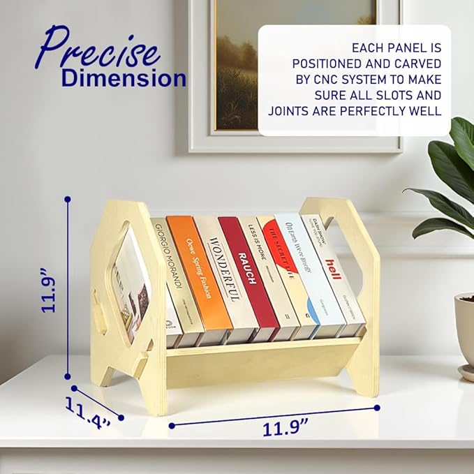 Desktop Bookshelf, Stackable Book Organizer with Handle, Storage Rack for CD/Magazine/File Folder, Portable Small Bookshelf for Study, Living Room, Kid's Room, No Nails, Medium Size