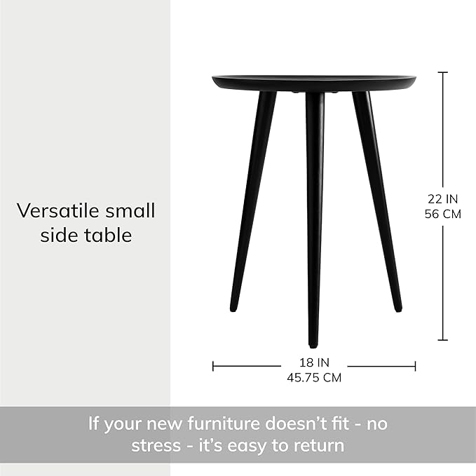 MH London Side Table - Tezgah End Table. Exclusively Designed Hand-Crafted Small Nightstand. Solid Wood Round End Table. Contemporary Accent Table for Bedrooms, Living Rooms and Home Office