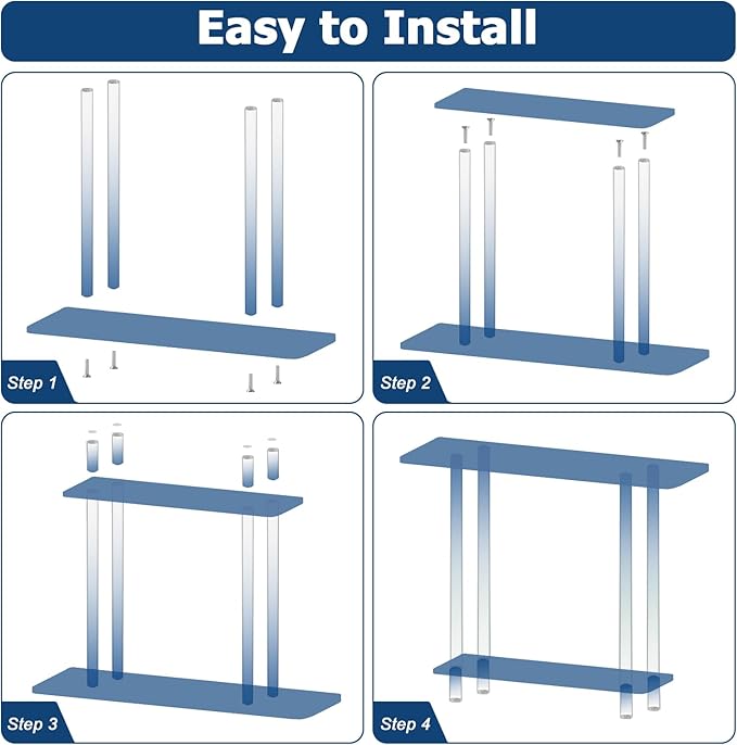 Acrylic Narrow Console Table for Entryway 7.6" D x 39.4" W x 31.5" H Clear Modern Skinny Bookshelf Slim Entry Table Waterfall Desk Furniture for Sofa Foyer Hallway Living Room Dining Room