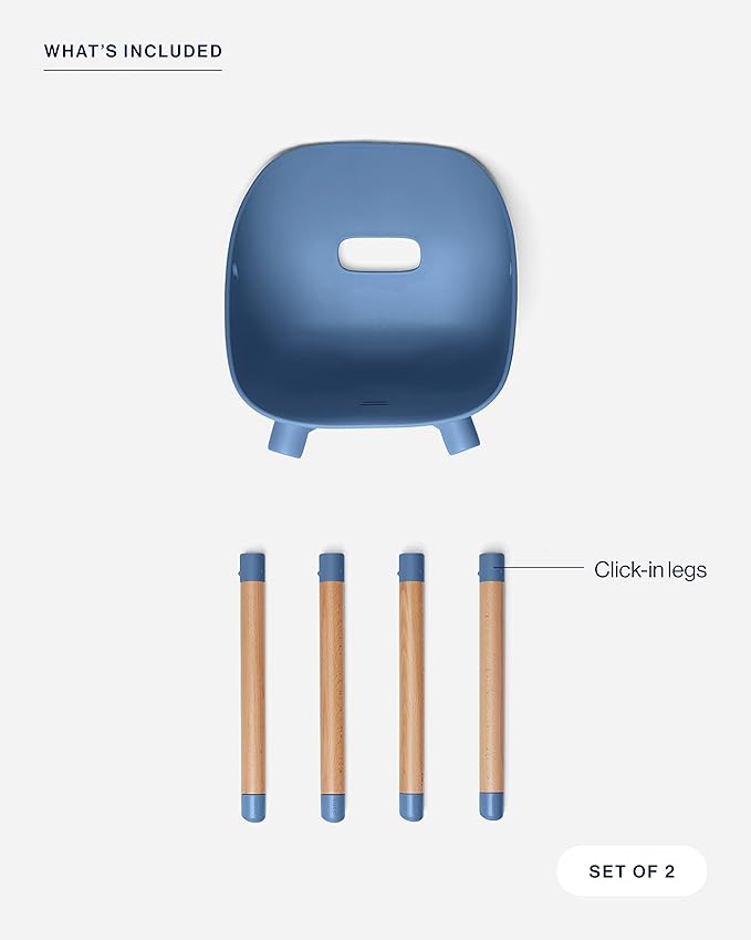 Lalo The Play Chair, Wooden and Non-Toxic Plastic Kids and Toddler Chair - Sturdy Bucket Seat and Easy to Clean Kids Chair with up to 200 lb. Weight Capacity, Set of 2 - Blueberry