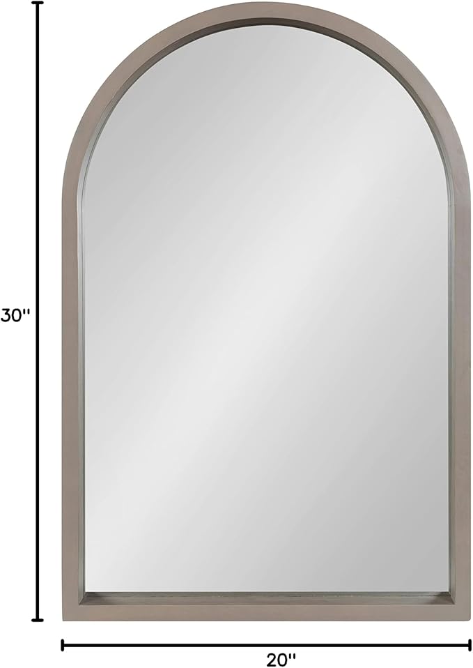 Kate and Laurel Hutton Farmhouse Wood Arched Mirror; 20 x 30; Gray; Decorative Modern Large Arch Mirror with Deep Profile and Graywash Finish for Wall