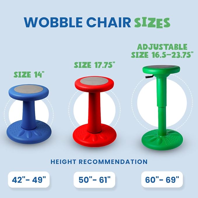 ActiveChairs Adjustable Wobble Stool, Flexible Classroom Seating, Improves Focus, Posture & Helps ADHD/ADD, Sensory Chair, Active Desk Chairs, Adjusts from 16.65" to 23.75", Ages 13-18, Grey