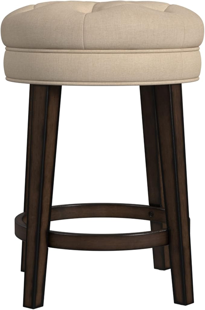 Hillsdale Krauss Backless Swivel Counter Stool, Charcoal Gray Finish with Linen Stone Fabric
