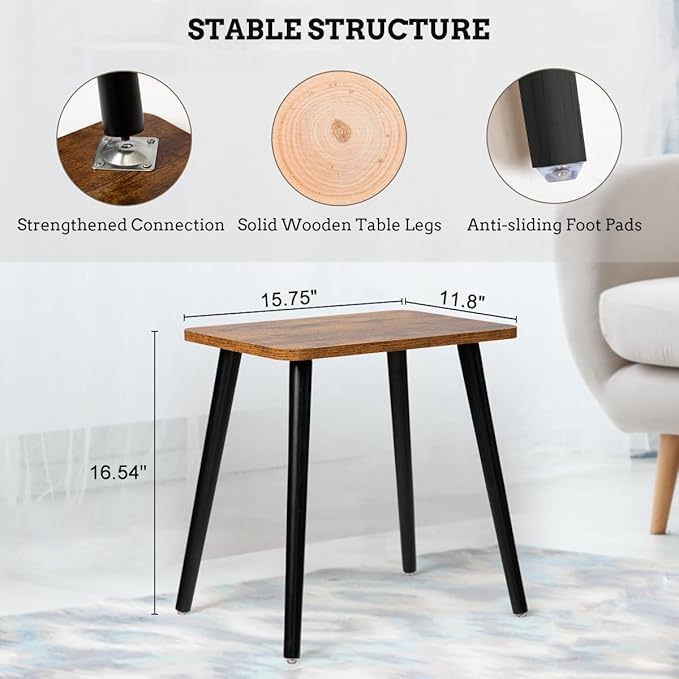 FORAOFUR End Table Set of 2, Modern Wooden Side Table for Living Room, Bedroom, Boho for Small Spaces, Easy Assembly
