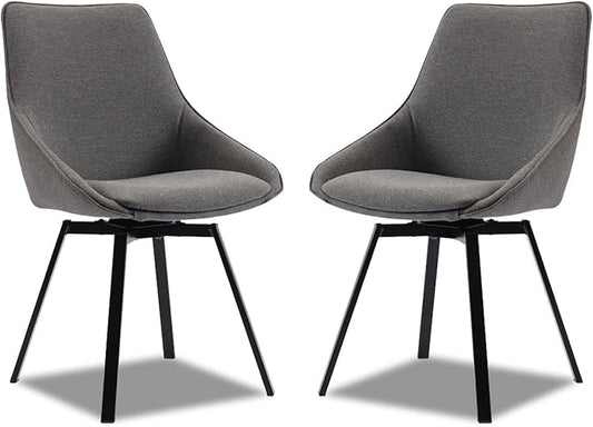 Dining Chairs Set of 2 Dark Grey Living Room Chairs Fabric Upholstered Kitchen Chairs,Loads Up to 270lbs,Quick Assembly,Swivel Dining Chair