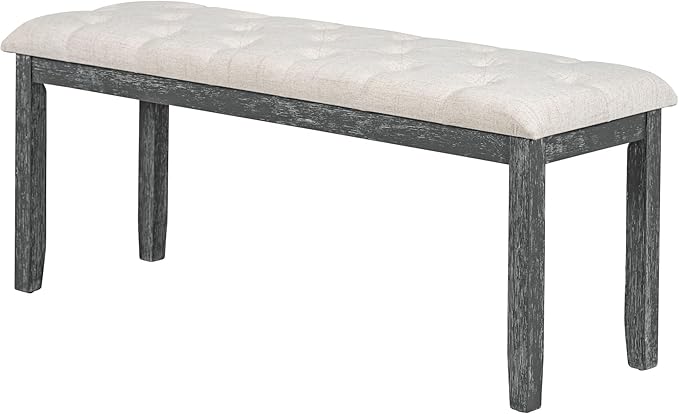 Ball & Cast 6-Piece Dining Table Set, 60" Rectangular Dining Table with 4 Upholstered Chairs & 1 Bench for Dining Room and Kitchen Gray Wash