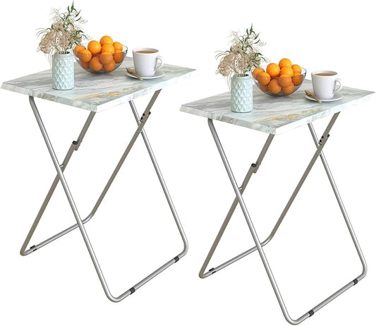 Folding TV Tray Table Set of 2,Dinner Snack Trays Table for Eating on Couch,Portable Metal Dinner Table for Small Sofa Bedside Tables with Light Weight, 15 x 18.9 x 26 in(Smoky Grey,2PCS)