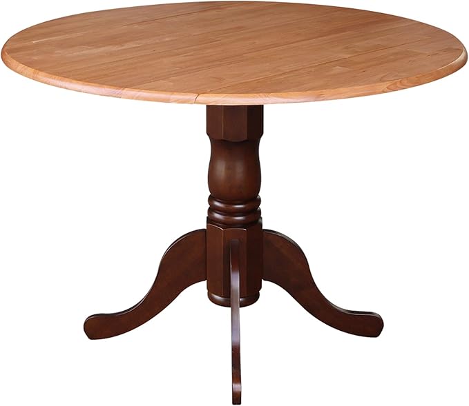 International Concepts Round Dual Drop Leaf Ped Table, Cinnamon/Espresso, 42-Inch