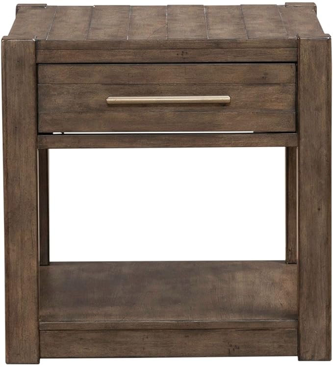 Liberty Furniture Broadmore Living Room Drawer End Table - Cobblestone Brown