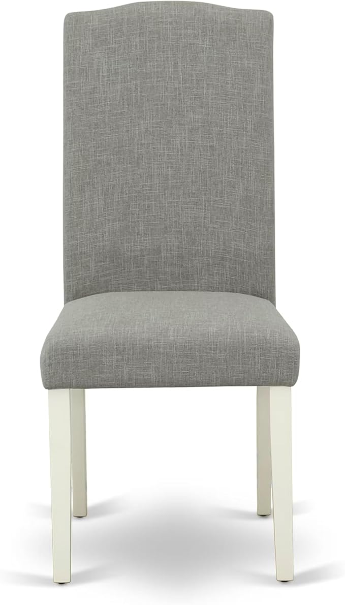East West Furniture V027EN206-6 6 Piece Kitchen Table Set Contains a Rectangle Dining Table with V-Legs and 4 Dark Shitake Linen Fabric Parson Chairs with a Bench, 40x72 Inch, Multi-Color