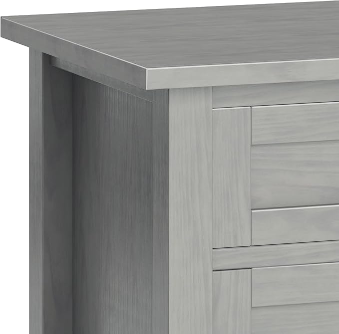 SIMPLIHOME Warm Shaker SOLID WOOD 24 Inch Wide Transitional Bedside Nightstand Table in Fog Grey, For the Living Room and Bedroom