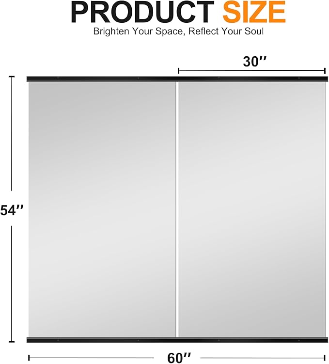Delma Home Gym Mirror, 54''x30''x2PCS, Large Full Body Glass for Yoga, Frameless Wall Mounted, for Garage, Bedroom, Bathroom (Glass - 54'' x 30'' - 2PCS)