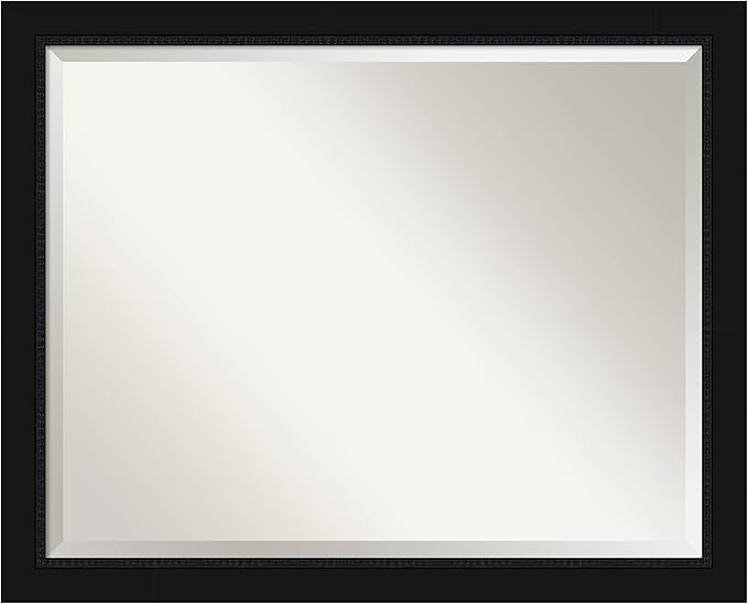 Amanti Art Black Bathroom Mirror for Over Sink, 25x31 Avon Black Rectangle Vanity Mirror, Large Casual Frame, Hangs Horizonally and Vertically, Bathroom Wall Decor, Beveled Edge