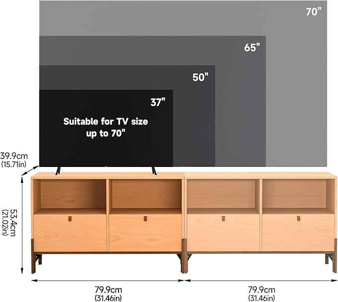 Sebastack TV Stand, Expandable Television Stand, Customizable Coffee Table with Drawer, Entertainment Center and Media Console with Storage for Living Room, Bedroom, 31 inch Beech Color (1 pcs)