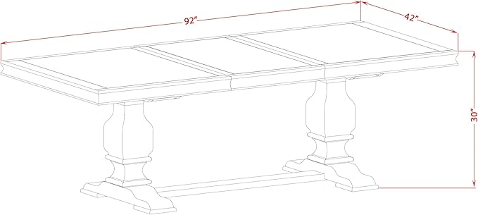 Luxe by East West Furniture - LKT-AWA-TP - a Dining Table with Removable Rectangular Tabletop – Antique Walnut