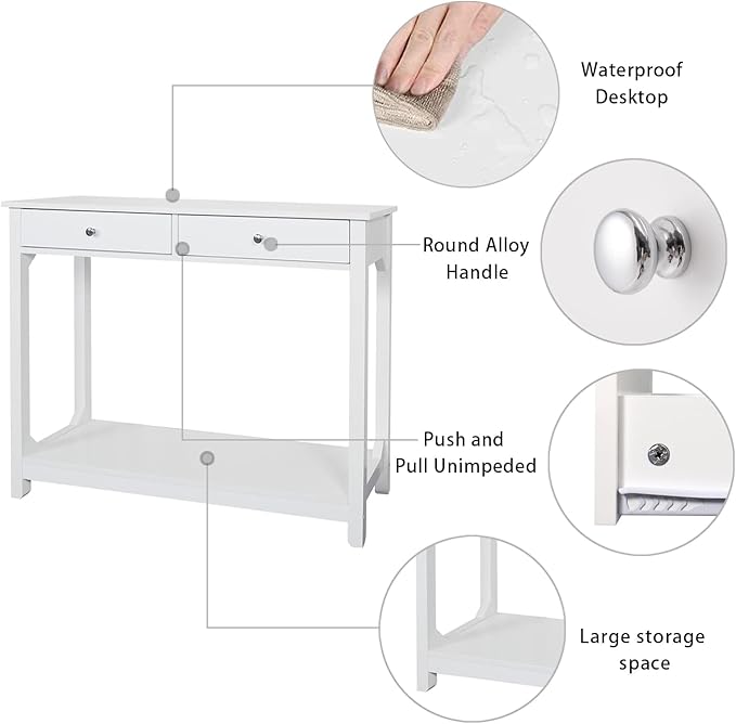 TaoHFE Console Table, 39.4"x11.8"x31.5"(LxWxH), White