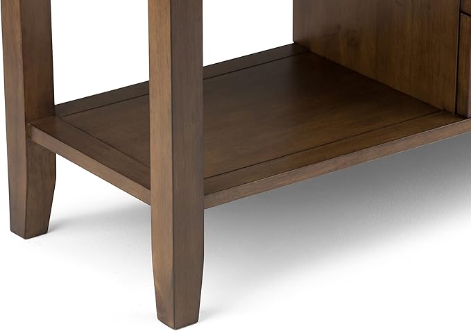 SIMPLIHOME Redmond Console Table - 54 Inch Wide Solid Wood Sofa Table in Rustic Natural Aged Brown, Transitional Storage Table for Entryway or Living Room with 4 Drawers and 4 Open Shelves