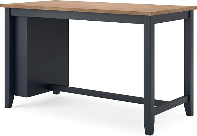 Signature Design by Ashley Gesthaven Modern Counter Height Dining Table with 3 Shelves and Trestle Base, Light Brown & Blue