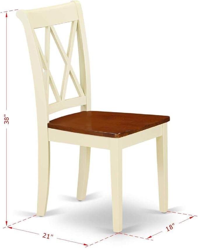 East West Furniture DOCL5-BMK-W 5 Piece Dining Set Includes a Rectangle Dining Room Table with Butterfly Leaf and 4 Wood Seat Chairs, 42x78 Inch, Buttermilk & Cherry