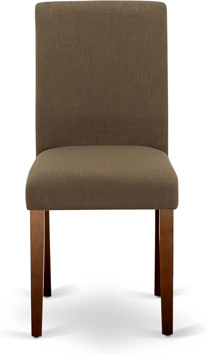 East West Furniture ANAB5-MAH-18 5 Piece Dining Table Set for 4 Includes a Round Kitchen Table with Pedestal and 4 Coffee Linen Fabric Upholstered Chairs, 36x36 Inch, Mahogany