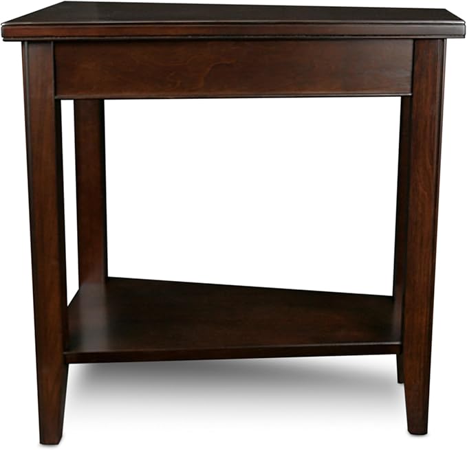 Laurent Solid Wood Recliner Wedge End Side Table with Shelf, Chocolate Cherry Brown, Perfect for Living Rooms, Bedrooms, and Small Spaces – Leick Home, 10502