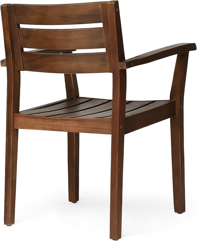 Merax Acacia Wood Dining Chairs Set of 2,Stamford Outdoor Acacia Wood Dining Chairs for Kitchen, Living Room,Outdoor,Dark Brown
