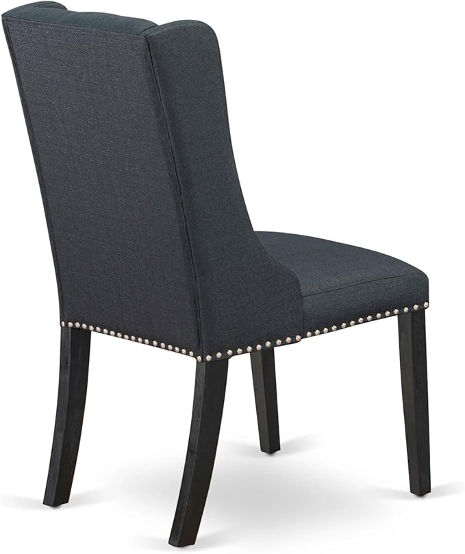 X12FO-006-24 - 13-piece Dining Room Table Set a Rectangular Kitchen Table and 12 Black Linen Fabric Dining Chair, 39x120 Inch, Wire Brushed Black
