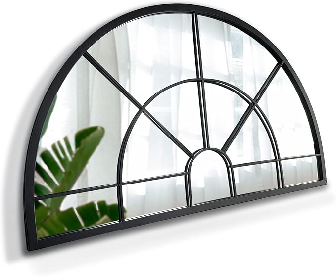WAMIRRO Arched Window Pane Mirror Decor,Farmhouse Mantel Mirrors for Fireplace/Living Room,24"X40"