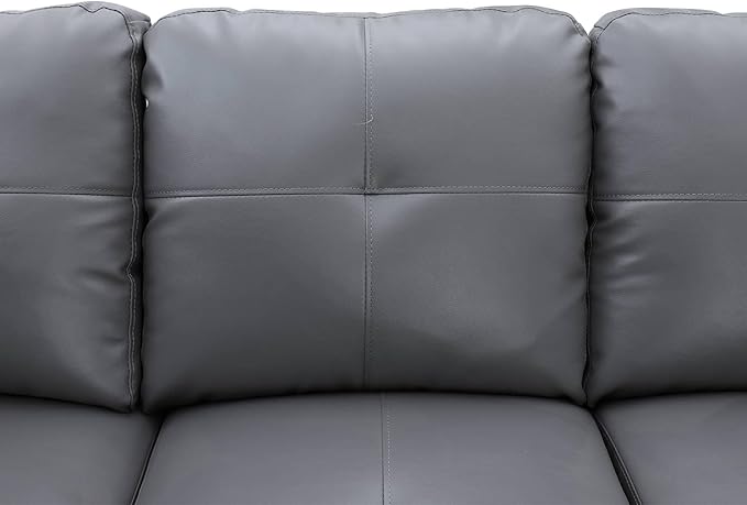NicBex Sectional Couch 3 Pieces Sofa Set with Right Chaise Faux Leather L Shaped Cloud Couch for Living Room Furniture Sets with Storage Ottoman, Modular Sofa for Living Room & Apartment, Dark Grey