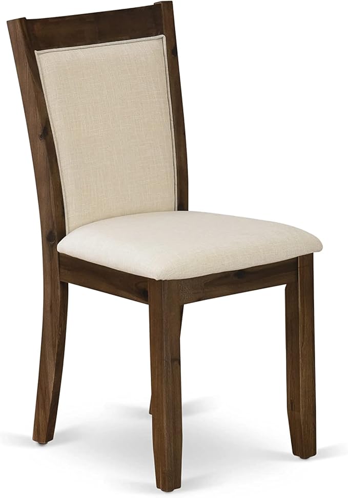 East West Furniture X727MZN32-6 6 Piece Kitchen Table Set Contains a Rectangle Dining Table with X-Legs and 4 Light Beige Linen Fabric Parson Chairs with a Bench, 40x72 Inch, Multi-Color