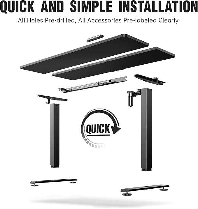 Veken 55 Inch Large Electric Standing Desk, 4 Memory Heights Adjustable,Sit to Stand Up, Work Home Office Computer Table for Study, Walking Pad, Writing, and Games, Wooden Desktop Desks, Black