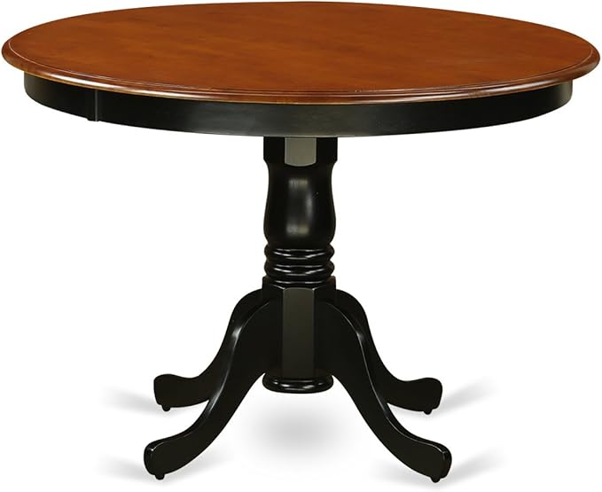 East West Furniture HLPL3-BCH-W 3 Piece Kitchen Table & Chairs Set Contains a Round Dining Table with Pedestal and 2 Dining Room Chairs, 42x42 Inch, Black & Cherry