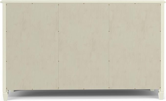SIMPLIHOME Connaught Buffet - 60 inch Wide Solid Wood 3-Door Sideboard Buffet in Antique White, Traditional Storage Cabinet for Dining Room or Kitchen with Adjustable Shelves and Classic Molding
