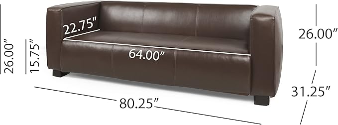 Merax Mid Century Modern 3 Seater Sofa with Birch Wood Legs, 80" Wide Smooth Upholstered Couch for Living Room, Apartment, Dark Brown