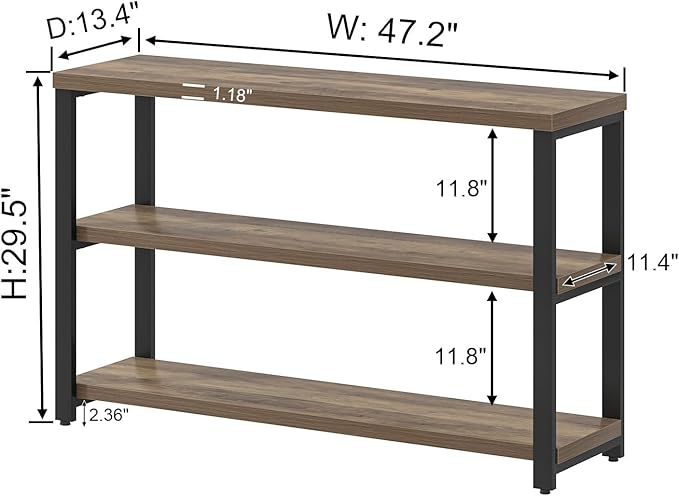 EXCEFUR Modern Sofa Table Behind Couch, Console Table with 3 Tier Shelves, Foyer Tables for Living Room Entryway Hallway, Rustic Oak