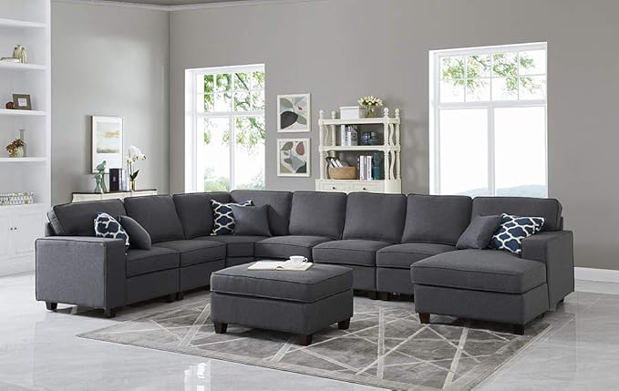 Devion Furniture Meridian Sectional Modular Sofa with Ottoman for Living Room, Apartment, Bedroom, Office, Dorm