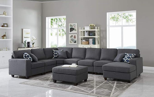 Devion Furniture Meridian Sectional Modular Sofa with Ottoman for Living Room, Apartment, Bedroom, Office, Dorm
