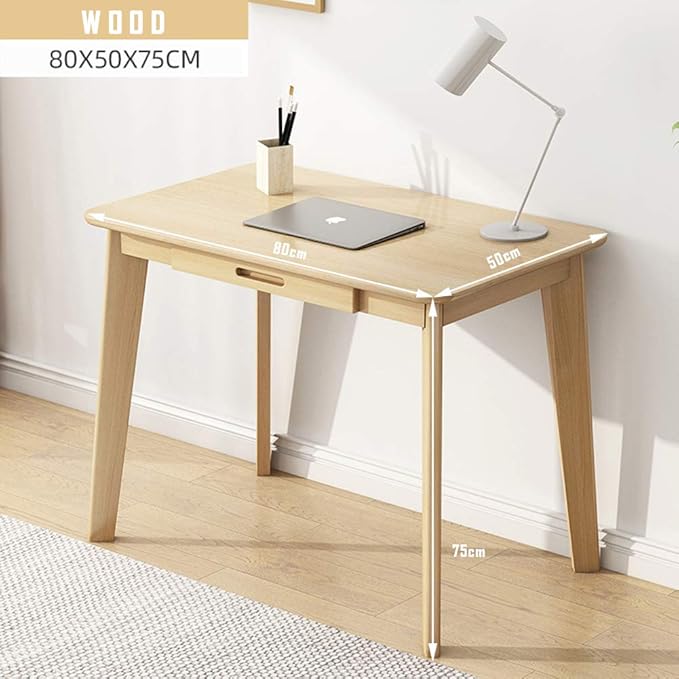 IOTXY Solid Wood Writing Desk - Home Office Workbench Desk with Drawer, Laptop Computer Work Study Table
