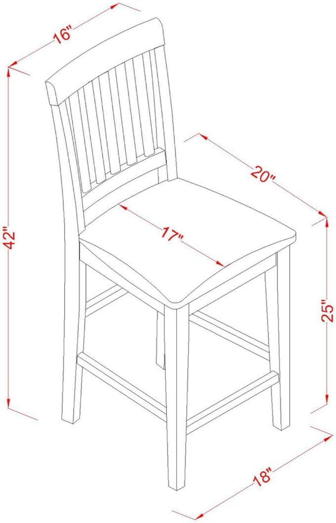 East West Furniture YAVN3-WHI-C 3 Piece Kitchen Counter Height Dining Table Set Contains a Rectangle Pub Table and 2 Linen Fabric Upholstered Chairs, 30x48 Inch, Buttermilk & Cherry