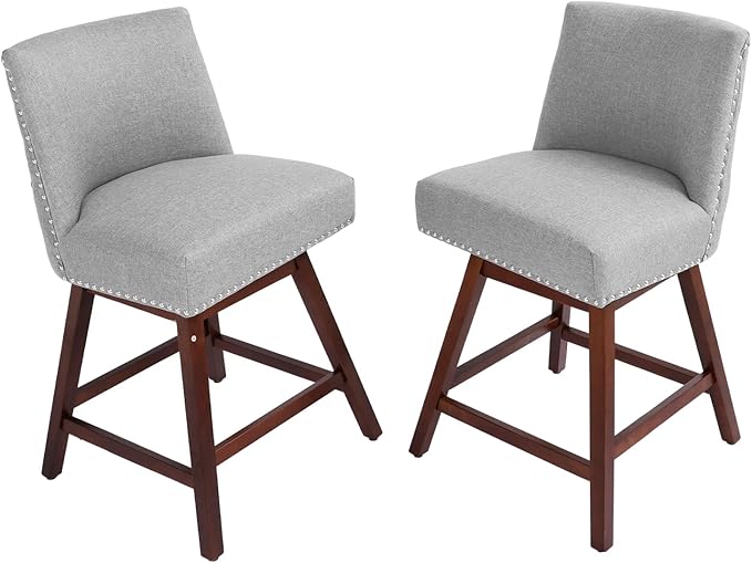 Counter Height Barstools Set of 4,360° Swivel Bar Stools with Back,26 inch Modern Counter barstools,Upholstered Bar Tall Stools for Kitchen Counter,Kitchen Island,Bar, Home (Light Gray, SET OF 4)