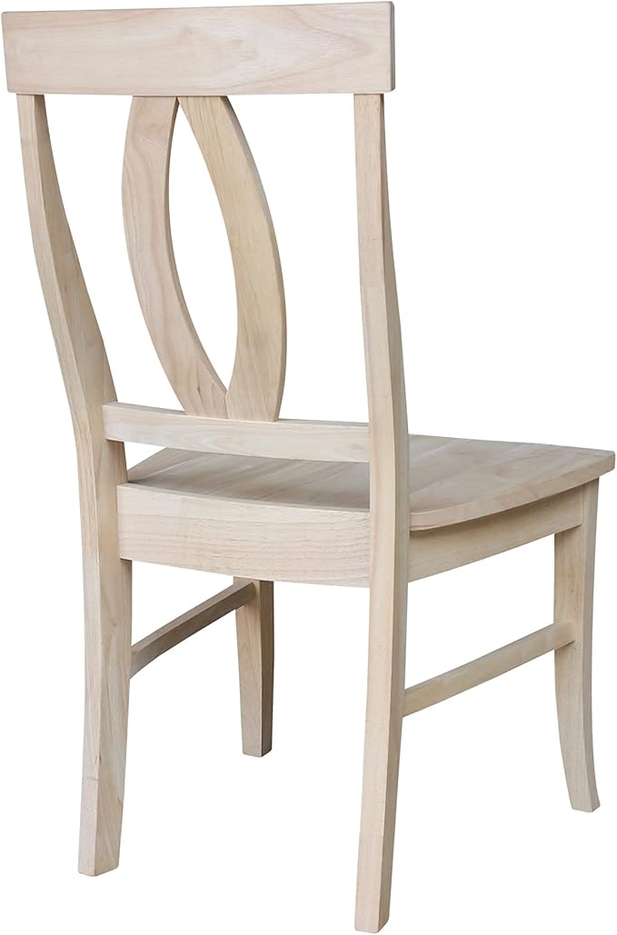 IC INTERNATIONAL CONCEPTS Set of Two Verona Dining Chairs 225lbs wt Capacity, Solid Real Wood, Sturdy Parawood, 21.3"W x 22.6"D x 39.6"H, Unfinished