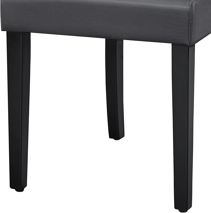 Yaheetech Dining Chairs Set of 4 PU Leather Upholstered Parsons Dining Chairs with Solid Wood Legs for Kitchen/Living Room/Restaurant, Modern Style, Gray