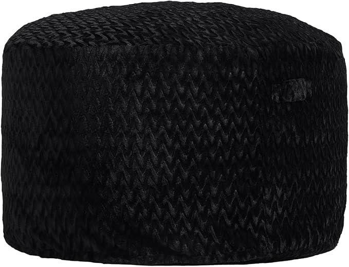 Hobestluk Bean Bag Chairs 2.5FT Bean Bag Chair with Memory Foam Filled & Chevron Plush Fur Cover Small Bean Bag Chairs for Playroom, Living Room, Bedroom (Black)