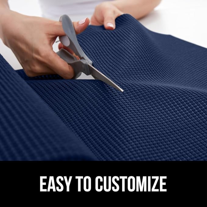 GORILLA GRIP powerGRIP Drawer Shelf and Cabinet Liner, Thick Strong Hold, Non-Adhesive Liners Protect Kitchen Cabinets and Cupboard, Bathroom Drawers, Easy Install, Breathable Mat, 12" x20', Navy Blue