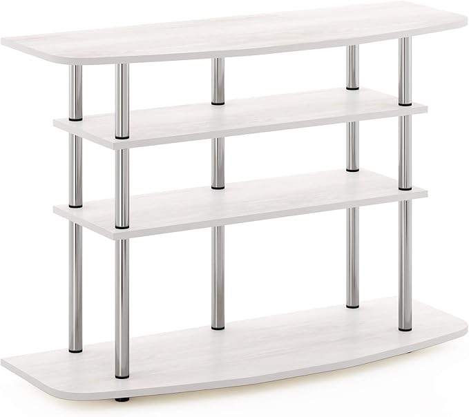 Furinno Frans Turn-N-Tube TV Stand for TV Size up to 43 Inch, 4-Tier, White Oak