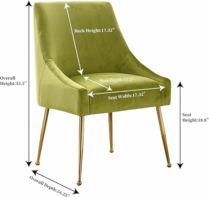 Velvet Dining Chairs, Furniture Collection Modern Contemporary Upholstered with Polished Gold Metal Legs, Set of 4(Yellow Green)